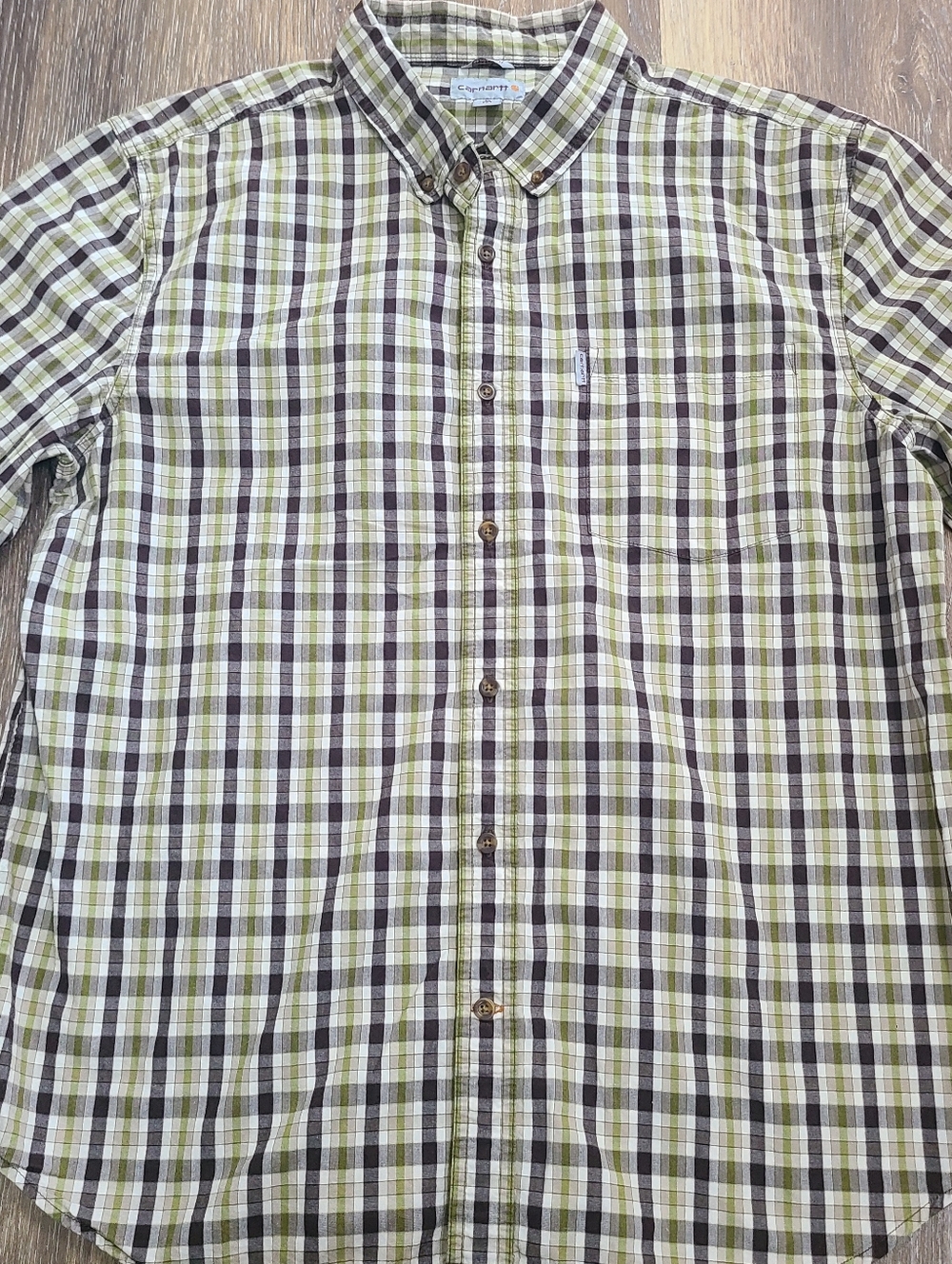 Carhartt Short Sleeve Plaid Button Down Men's Size XL